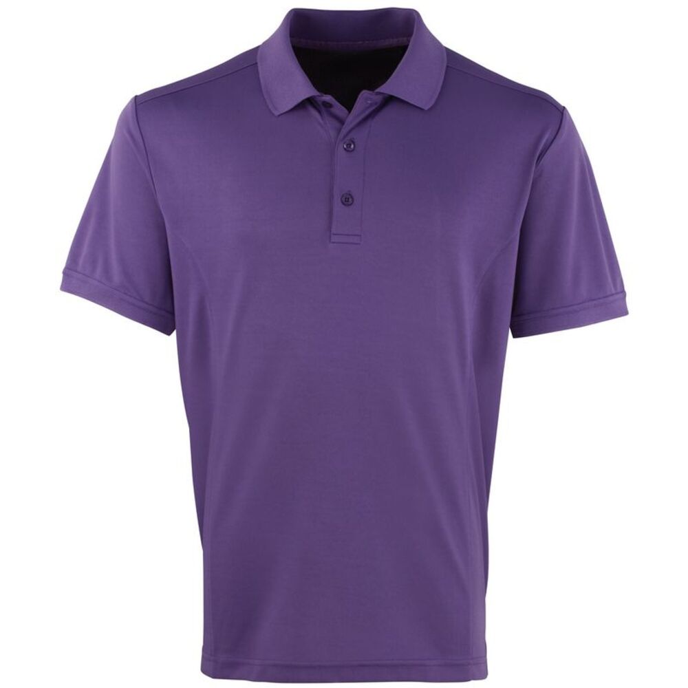 Premier Mens Coolchecker Pique Short Sleeve Polo T-Shirt / Purple